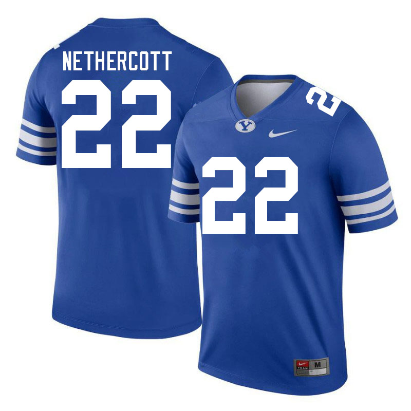 Men #22 Nick Nethercott BYU Cougars College Football Jerseys Sale-Royal
